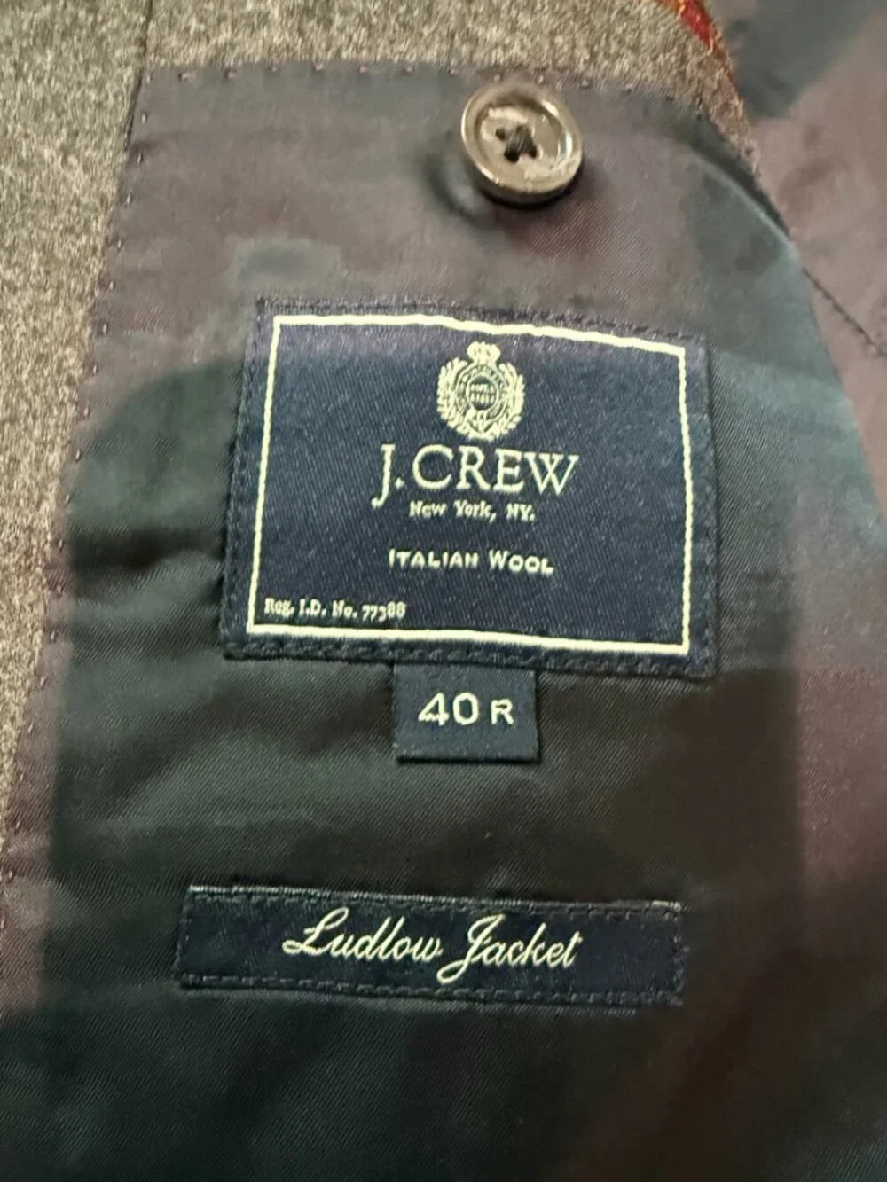J Crew Ludlow Jacket Blazer Mens 40 Regular Italian Wool Dark Gray 3 Button EUC